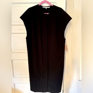 NWT Rachel Roy cap sleeve button front black midi dress